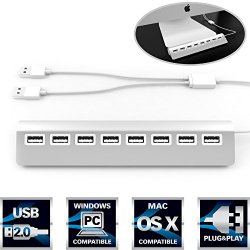 Sabrent Premium Bus-powered 8 Port Aluminum USB 2.0 Hub (30″ cable) for iMac, MacBook, MacBook Pro, MacBook Air, Mac Mini, or any PC (HB-MC82)