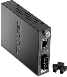 TRENDnet 100Base-TX to 100Base-FX Single Mode SC Fiber Converter (15 Km, 9.3 Miles) TFC-110S15 (Black)