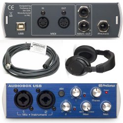 Presonus AudioBox USB 2×2 Interface Bundle with XLR Cable and Headphones