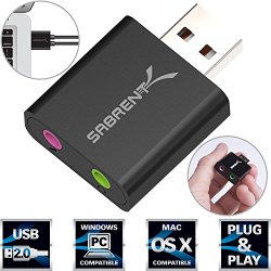 Sabrent Aluminum USB External Stereo Sound Adapter for Windows and Mac. Plug and play No drivers Needed.[C-Media CM108 Chipset] (Black) (AU-EMCB)