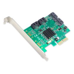 IO Crest 4 Port SATA III PCIe 2.0 x 2 HyperDuo Raid Controller Card SI-PEX40057 Green