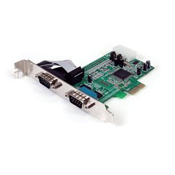 StarTech.com 2 Port Native PCI Express RS232 Serial Adapter Card with 16550 UART PEX2S553 (Green)