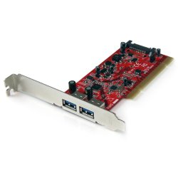 StarTech.com 2 Port PCI SuperSpeed USB 3.0 Adapter Card with SATA Power PCIUSB3S22, Red
