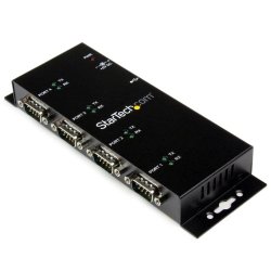 StarTech.com 4 Port USB to DB9 RS232 Serial Adapter Hub – ICUSB2324I – Black