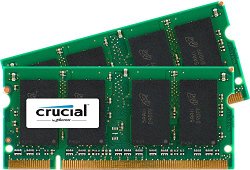 Crucial 4GB Kit (2GBx2) DDR2 667MHz (PC2-5300) CL5 SODIMM 200-Pin Notebook Memory Modules CT2KIT25664AC667 / CT2CP25664AC667