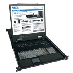 Tripp Lite B040-016-19 16 Port VGA KVM Console w 19in LCD Monitor Keyboard Touchpad