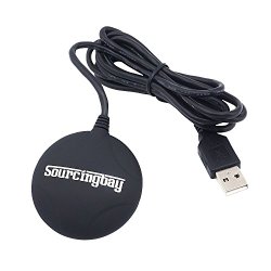 Sourcingbay USB GPS Receiver – SiRF Star IV GPS Chipset, Magnetic Base, WAAS Enabled, Software CD-Black