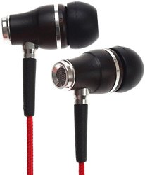Symphonized NRG Premium Genuine Wood In-ear Noise-isolating Headphones with Mic and Nylon Cable (Red)