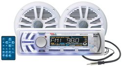 BOSS Audio MCK1440W.6 Combo Kit Includes MR1440U Receiver, One Pair 6.5″ MR6W Marine Speakers, MRANT10