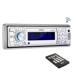Pyle PLMR17BTS Bluetooth Stereo Radio Headunit Receiver, Wireless Streaming & Hands-Free Call Answering, Aux (3.5mm) MP3 Input, USB & SD Card Readers, Remote Control, Single DIN