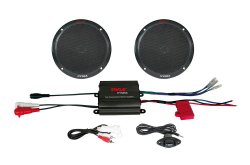 Pyle PLMRKT2B 2 Channel 400 Watt Waterproof Micro Marine Amplifier and 6.5-Inch Speaker System