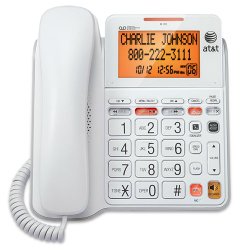 AT&T CL4940 Corded Phone with Answering System, Backlit Display, Extra-Large Tilt Display/Buttons, Caller ID/Call Waiting and Audio Assist, White