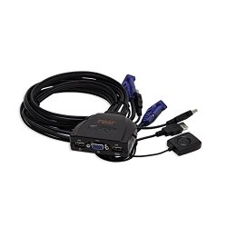 Syba SY-KVM20051 USB Interface, 2x Ports Cable KVM Switch, Compact Design, Video up to 2048×1536 Pixels, with Wired Remote Switch