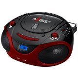 Axess PB2703-RD Portable MP3/CD Boombox with AM/FM Stereo, USB, SD, MMC and AUX Inputs (Red)