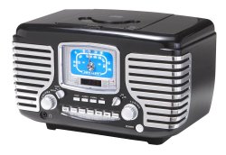 Crosley CR612-BK Corsair Retro AM/FM Radio with CD Player and Dual Alarm Clock (Black)