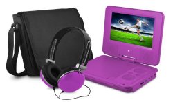 Ematic EPD707PR 7-Inch Portable DVD Player with Matching Headphones and Bag (Purple)