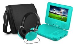 Ematic EPD707TL 7-Inch Portable DVD Player with Matching Headphones and Bag (Teal)