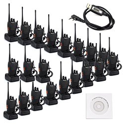 Retevis H-777 2 Way Radio UHF 400-470MHz 3W 16CH CTCSS/DCS VOX Flashlight  Walkie Talkie Ham Radio with Earpiece (20 Pack) and USB Programming Cable