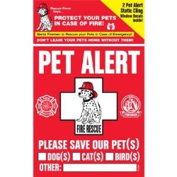 PET SAFETY ALERT 234001 2-Count Static Cling Window Decal for Pets