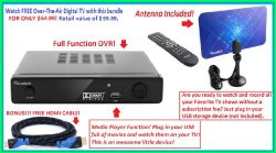 Mediasonic HW150PVR HomeWorx HDTV Digital Converter Box with HDMI, Recording Function and USB playback + Digital Antenna + Premium HDMI Cable