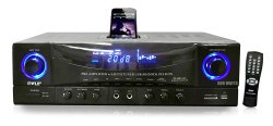Pyle Home PT4601AIU 500 Watts Stereo Receiver AM-FM Tuner/USB/SD/iPod Docking Station and Subwoofer Control