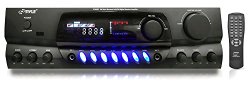 PYLE PT265BT Bluetooth 200W Digital Receiver Amplifier for Karaoke Mixing with Two Microphone Inputs & Four Speaker Outputs