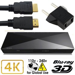 Sony BDP-S6200  2K/4K Multi System Blu Ray Disc DVD Player – PAL/NTSC – 2D/3D – Wi-Fi – Comes with US and EU Connectors for World-Wide Use & 6 Feet HDMI Cable