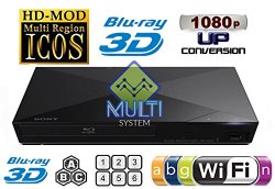 SONY S5200 2D/3D Multi System Region Free Zone Free Blu Ray Disc DVD Player – PAL/NTSC – Wi-Fi – Comes with 110-240 Volt to use World-Wide & 6 Feet HDMI Cable