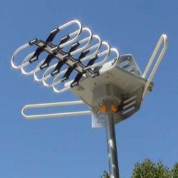 Amplified HD Digital Outdoor HDTV Antenna with Motorized 360 Degree Rotation, UHF/VHF/FM Radio with Infrared Remote Control