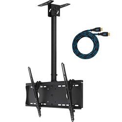 Cheetah Mounts APLCMB Plasma LCD TV Tilt And Swivel Ceiling Mount for 32 to 63-Inch (Black) with One 15′ Twisted Veins HDMI Cable