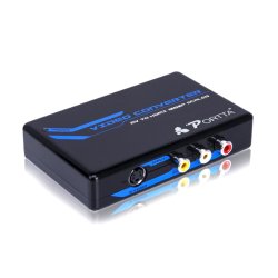 Portta PETCSHP 3 RCA Composite S-video R/L Audio to HDMI Converter Upscaler 720p/1080p