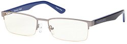 GAMMA RAY GR007 Gaming Glasses in Stainless Steel Spring Hinge Semi Rimless Frame Anti Harmful Glare, UV and Blue Rays Lens