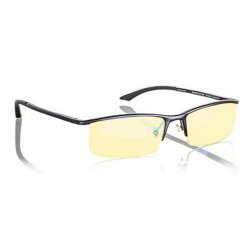 Gunnar Optiks ST003-C001 Emissary Semi-Rimless Advanced Computer Glasses with Squared Off Lenses and Amber Tint, Onyx Frame Finish