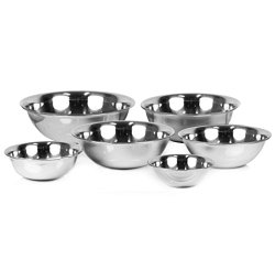 ChefLand (Set of 6) Mixing Bowls Standard Weight Stainless Steel, Mirror Finish, 3/4, 11/2, 3, 4, 5, and 8 Qt