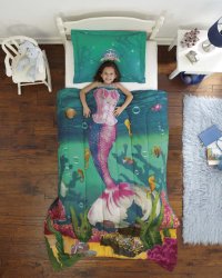 Dream Big Sea Princess Ultra Soft Microfiber 2-Piece Comforter Sham Set, Blue, Twin