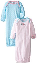 Gerber Baby-Girls Newborn 2 Pack Love Lap Shoulder Gown, Pink, 0-6 Months