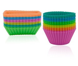 Ipow Silicone Cupcake Baking Muffin Cups Liners Molds Sets,24pack