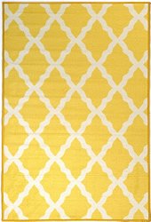 Ottomanson Glamour Collection Yellow Contemporary Moroccan Trellis Design Non-Slip Kids Rug, 3’3″W x 5’0″L