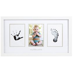 Pearhead Baby Prints Photo Frame with Clean-Touch Ink Pad Included, White