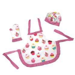 The Little Cook / Child’s 3-piece Ruffled Cupcake Apron Set