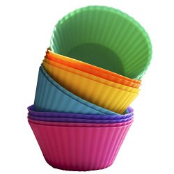 Über Baked Reusable Silicone Baking Cups – Set of 12 Nonstick Cupcake Liners in 6 Vibrant Colors
