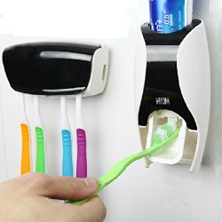WAYCOM Dust-proof Toothpaste Dispenser Toothpaste Squeezer Kit (Black)