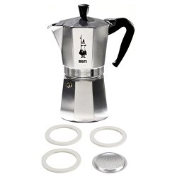 Bialetti Moka Express Aluminum 9 Cup Stove-top Espresso Maker with Replacement Filter and Gaskets