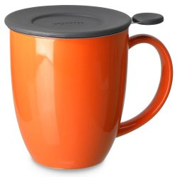 FORLIFE Uni Brew-in-Mug with Tea Infuser and Lid, 16-Ounce, Carrot