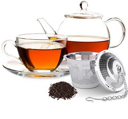 Schefs Premium Tea Infuser – Stainless Steel – Large Multi Cup Size – Perfect Strainer for a Kettle of Hot Tea or a Pitcher of Iced Tea