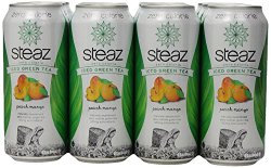 Steaz Zero Calorie Iced Green Tea, Peach Mango, 16 Ounce (Pack of 12)