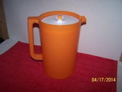 Tupperware 1gal Pitcher Orange With White Push Button Top