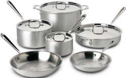 All-Clad 700508 MC2 Master Chef 2 Stainless Steel Tri-Ply Bonded Cookware Set, 10-Piece, Silver