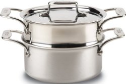 All-Clad BD55303 D5 Brushed Stainless Steel 5-Ply Bonded Dishwasher Safe Casserole with Lid and Steamer / Cookware, 3-Quart, Silver