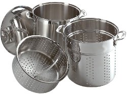 All-Clad E796S364 Specialty Stainless Steel Dishwasher Safe 12-Quart Multi Cooker Cookware Set, 3-Piece, Silver